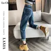 Jeans Vintage para Mujer Primavera Verano Tendencia Nuevos de Tiro Alto Adelgazantes Bloque de Color Con Dobladillo Pierna Recta Harem Zanahoria Papá Pantalones