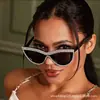 Gafas de sol de moda para mujer, transfronterizas, de alta gama, adornadas con diamantes, estilo retro, moda callejera, ins europeo y americano, protección solar, gafas punk personalizadas