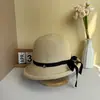 Sombrero de Sol de Moda de Verano para Mujer con Ala Enrollada, Abertura Trasera, Lazo, Cinta y Protección Solar, Estilo Coreano