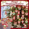 Adorno de Madera para Árbol de Navidad de Caramelo y Paleta Navideña Transfronteriza con Cuerda Duende Muñeco de Nieve Papá Noel Pingüino Decoración