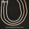 Collar de Cadena de Tenis Redondo de Zircón Diamantado de Fila Única de Acero Inoxidable de 5 mm Lleno de Diamantes de 3 mm Joyería Hip-Hop de Acero de Titanio que Conserva el Color
