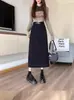 Saia Cinza Plus Size Cobrindo o Quadril Visual Slim para Meninas Cheinhas Mulheres Jovem Madura Cintura Alta Versátil Linha A Média