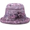 Sombrero de cuenca de verano 2024 con borde de organza enrollado estampado, protección solar, sombrero de sol, sombrero fresco de verano para madre, sombrero de tela para mediana edad y ancianos