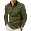 2025 Camisa Polo Masculina de Manga Longa Europeia e Americana Primavera e Outono Nova Estampa 3D Casual de Negócios Camisa Polo com Botão