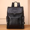 Mochila Masculina de Grande Capacidade com Padrão de Crocodilo e Design de Caveira, Bolsa de Laptop de Alta Qualidade, Mochila de Viagem Leve Tendência para Venda por Atacado