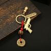 Llavero Colgante de Pistola Dorada de Latón para Coche, Bolso para Hombre y Mujer, Moda Nacional, Colgante Vintage, Artesanías de Calabaza para Dinero de Cinco Emperadores