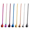 Cuchara con Paja de Acero Inoxidable 304 de Mango Largo Roscada, Cuchara Mezcladora de Mango Largo de Doble Propósito para Bar Todo en Uno, Cuchara con Paja para Vasos de Bebida con Hielo