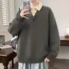 Suéter Retro de Punto Estilo Old Money para Hombres y Mujeres Pareja Marca de Moda Suéter de Punto Patchwork Falso Estilo Americano Perezoso