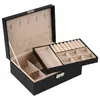 Caja de Joyería de PU de Doble Capa de Gran Capacidad Caja Portátil de Cuero para Guardar Joyas Caja para Joyería de Collares, Anillos, Relojes