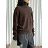 Lou Fu Invierno Nuevo Estilo Coreano Moda Multicolor Lana Quan Cuello Alto Camiseta Base Suave Cera Agradable a la Piel Adelgazante Top para Mujer