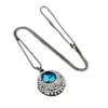 Corrente Longa de Lã Safira Versátil Vintage Microincrustada com Pedra Branca Acessórios para Roupas Joias Colar Redondo de Cristal Feminino