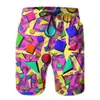 Verano Nuevo Transfronterizo Shorts Estampado Digital 3D Geométrico Pareja Para Hombre y Mujer Marca Japonesa de Moda Pantalones de Playa