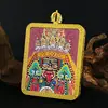 Pingente Tanka de Cinábrio com Doze Signos do Zodíaco Bodhisattvas Samantabhadra Manjushri Oito Divindades Guardiãs Amuleto do Ano de Nascimento Caixa Gau