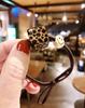 Corea del Sur Dongdaemun mismo estampado de leopardo cuadrado acrílico banda para el pelo cara sonriente alta elasticidad cuerda para el pelo cabeza de bola cuerda para el pelo negra