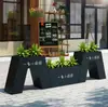 Combinación de Macetero de Acero Inoxidable Macetero Rectangular para Oficinas de Ventas, Plazas, Carreteras, Barandilla de Hierro para Exteriores Municipales Canaletas para Flores