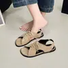 Nuevas Sandalias Romanas Retro Huecas con Cordones de Verano 2026 para Mujer, Versátiles de Una Correa, Punta Abierta, Sandalias Planas Casuales para Playa