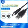 Cabo de alimentação USB para DC macho 5.5 * 2.1usb, ventilador pequeno, lâmpada de mesa, orifício redondo, linha de carregamento, cabeça redonda, 5v, linha universal
