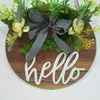 Guirnalda de Madera con Veta Oscura Colgante de Lazo Cuadros Blanco y Negro Marca de Bienvenida İnglés hola Letra Colgante para Puerta