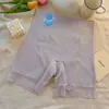 Calça de segurança de seda gelada de verão para mulheres, leggings dois em um anti-exposição, calcinha de renda sem costura de cintura alta anti-enrolamento, estilo fino