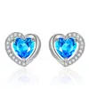 Brinco de prata em forma de coração, venda quente, Brinco Coração Eterno com diamante colorido, Coração do Oceano, Brinco Amor, Presente de brinco