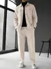 Moda Transfronteriza Europea y Americana Otoño e Invierno 2025 Versátil para el Trabajo Cardigan Chaqueta con Solapa Traje Pantalones Sueltos Traje de Manga Larga