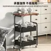 Mesa pequena móvel com prateleiras de armazenamento, estante de armazenamento multicamadas espessada, adequada para dormitórios, apartamentos alugados e uso doméstico, uma mesa de centro versátil com armazenamento