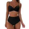 Traje de baño de dos piezas engrosado para mujer 2024 de cintura alta con control de abdomen, bikini ajustado sexy estilo transfronterizo Europa y América Amazon B