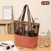 Bolsa de maquillaje portátil, neceser de viaje de gran capacidad, bolso de mano transparente de cuero moderno, bolsa de almacenamiento de comercio exterior, PU transparente