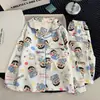 Nuevo conjunto de algodón nube para primavera y otoño, de manga larga y pantalón largo, con estampado de dibujos animados, cómodo para casa, para niños y niñas, adecuado para niños mayores y conjuntos a juego para padres e hijos
