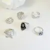 Joyería Yongge Anillo Minimalista Hueco Personalizado de Gama Alta Transfronterizo Conjunto de Anillos de Malla Abierta de Aleación Incrustados con Diamantes