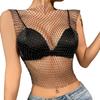 2026 Venda Quente Transfronteiriça da Amazon Top Feminino Sexy com Renda e Pedrarias Vazado para Festa em Boate 951