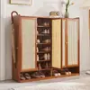 Zapatero para uso doméstico, zapatero multicapa a prueba de polvo para la entrada, dormitorio o apartamento pequeño, zapatero simple para la entrada, hecho de bambú nanmu
