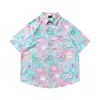 Camisetas de Manga Corta Divertidas con Dibujos Animados y Graffiti Estilo Hong Kong Veranieño para Hombres y Mujeres Estilo Dopamina Sueltas Dulces Florales Camisas Modernas
