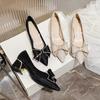 Sapatos de Salto Grosso, Sapatos de Salto Alto Tamanho Grande, Sapatos Pontudos Confortáveis de Salto Médio Estilo Fada, Nova Moda Verão e Outono 2025 Estilo Francês