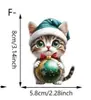Pendente Criativo Fofo de Gato para Carro Transfronteiriço Acrílico Plano Chapéu de Natal Gato Decoração de Árvore de Natal