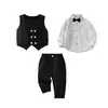 Chaleco para Niños Overol de Otoño Conjunto de Tres Piezas Camisa Estilo Escolar para Bebé Niño Ropa para Actuaciones de Anfitrión para Niños Pequeños