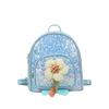 Nova mochila infantil de lantejoulas com flores, mochila de viagem de lazer, mochila escolar fofa de desenho animado para meninas de dança, jardim de infância