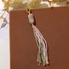 Colgante de Hilo de Algodón con Borla Arcoíris Brillante y Etéreo para Bolsos, Llaveros, Lanyards de Teléfono para Coche, Decoración