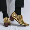 Transfronteiriça plus size 46 primavera e outono novo casual retrô moda dourado bico fino salto alto jovem sapatos masculinos uma geração de cabelo