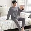 Algodón Puro Conjunto de Pijama de Manga Larga con Dibujos para Hombre Ropa de Casa Talla Grande Pantalones Sueltos Otoño para Hombre Se Puede Usar al Aire Libre