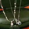 Collar de perlas cuadradas de circón con cuentas de doble capa, cadena para la clavícula de lujo discreto, accesorio de moda versátil y simple para mujer