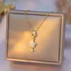 Collar con Borla de Estrella de Hielo Triturado Brillante Starlight y Pentagrama de Diamantes Microincrustados para Mujer Cadena Clavicular de Lujo Ligero Exquisito