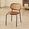 Silla de Comedor Nórdica de Ratán para Uso Doméstico, Estilo Ins de Lujo Ligero, Silla Vintage de Plástico Famosa en Internet para Hogar, Hostal y Restaurante con Respaldo, Silla de Imitación de Ratán