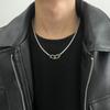 Colar de aço inoxidável com dois anéis, estilo frio, nicho masculino, alto nível, hip-hop, corrente de clavícula, acessórios para casais, moderno