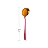 Cuchara de Sopa Coreana de Acero Inoxidable Cuchara de Postre Café Colorida Creativa Grande, Mediana y Pequeña Cuchara de Arroz para Niños Adultos Regalo