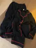 Elegante pijama de gasa de algodón negro para mujer, nuevo estilo primavera y otoño 2026, conjunto casual holgado de algodón puro de manga larga para casa para mujer