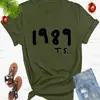 Moda europea y americana 2025 1989ts camiseta redonda simple estampada para hombre y mujer europea y americana