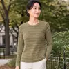 Nueva colección de otoño de la fábrica de ropa: Prenda base de manga larga a rayas de forro polar de doble cara engrosado, disponible para personalización OEM/ODM basada en los diseños proporcionados