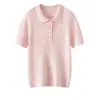 Top de cachemira de cien colores de alta calidad con solapas y manga corta para mujer, nuevo estilo, moda, prenda exterior para ir al trabajo, tejido de punto, tejido de ochos, para ir al trabajo