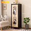 Estantería de Almacenamiento con Puertas, Gabinete Doméstico de Múltiples Niveles para Sala de Estar, Librero Estrecho para Espacios Pequeños contra la Pared para Almacenamiento